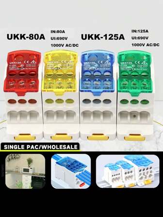 1pc 80/125A Single-Phase Distribution Box Electrical Wire Connector High Current Household Multi-Outlet Terminal Block Distribution Box