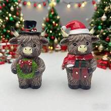2pcs Highland Yak Resin Craft Decoration, Cross-Border Christmas Home, Garden, Desktop Decorations And Gifts - Multicolor - View 5