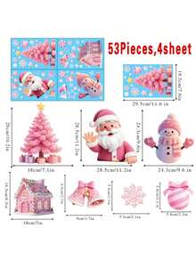 53 Piezas de Pegatinas Navideñas para Ventanas, Papá Noel, Muñeco de Nieve Navideño, Alce, Copos de Nieve, Campanas, Velas Navideñas, Ángeles, Decoraciones de Fiesta Navideña, Adecuadas para Ventanas de Vidrio del Hogar, Ventanas de Tiendas, Feliz Navidad, Pegatinas Navideñas para Pared, Pegatinas Navideñas Removibles de Papá Noel y Muñeco de Nieve para Decoración de Ventanas - Multicolor - Ver 6