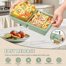 Silicone Freezer Tray For Soup With Lid - 2 Cup Soup Freezer Container Molds - Extra Large Ice Cube Tray - Silicone Freezer Food Molds For Freezing & Storing Soup, Sauce, Broth, Leftovers (2 Pack)-814352 - 綠色 - 查看 4