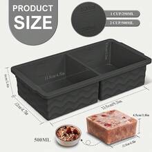 Silicone Freezer Tray For Soup With Lid - 2 Cup Soup Freezer Container Molds - Extra Large Ice Cube Tray - Silicone Freezer Food Molds For Freezing & Storing Soup, Sauce, Broth, Leftovers (2 Pack)-814352 - Xám đậm - Xem 3