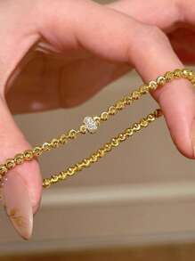 1 件女士缎带波浪蕾丝手链，奢华小众个性化中国风友谊手链