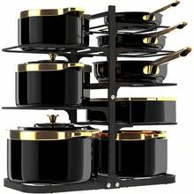 Heavy Duty Pots And Pans Organizer Under Cabinet: 8Tier Adjustable Pot And Pan Organizer Space Saving Pan Organizers Inside Cabinet 21" Kitchen Storage Pot Rack Organizer For Cast Iron Pangift - 21"H - View 1