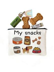 Saco de Armazenamento de Petiscos para Cachorro, Saco de Presente para Animais de Estimação, Saco de Armazenamento de Itens para Animais de Estimação com Padrão Fofo de Petiscos para Animais de Estimação, Saco com Zíper Leve, Adequado para Viagens e Uso Diário, Perfeito para Brinquedos, Petiscos e Guias de Animais de Estimação - O Presente Perfeito para Mamães e Papais de Cachorros, Presentes de Festa de Animais de Estimação