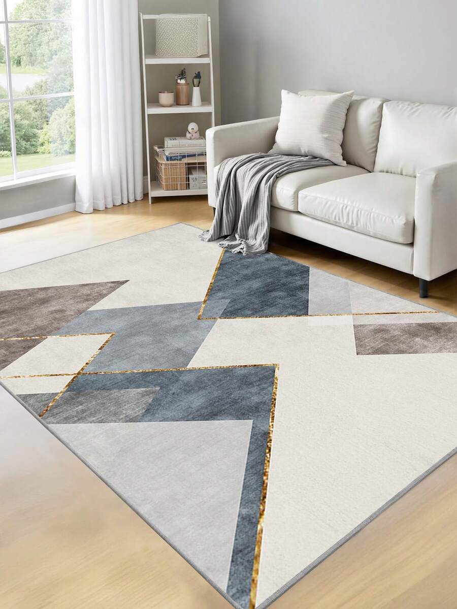 1 pieza Alfombra de área beige, minimalista moderna lavable de terciopelo, 900g/M² para sala de estar, dormitorio, cocina, alfombra de exterior, oficina, entrada