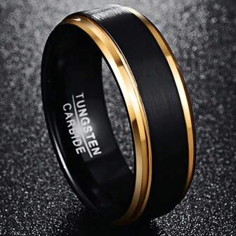 Fashionable And Popular 1pc Fashionable Stainless Steel Two Tone Ring For Men For Daily Decoration For Jewelry Gift And For A Stylish Look