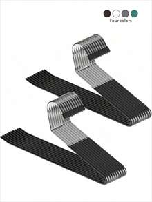 5/10pcs Z-Shaped Open-End Metal Pants Hangers – Non-Slip Trouser & Jeans Hanger, Space-Saving Clothes Organizer Rack For Closet, Back To School Dorm Room & Minimalist Wardrobe Essentials