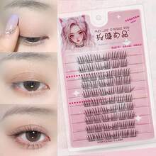 Ciglia finte Ondine da 60/100/120 ciuffetti, senza colla, non rimovibili, con steli sottili, ciglia segmentate simulate, ciglia morbide a più segmenti di grande capacità, ciglia finte a singolo ciuffetto per principianti