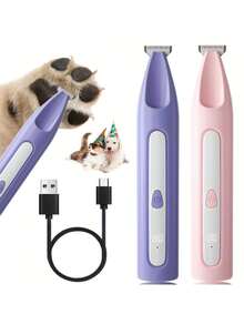 1 pieza Recortadora de pelo para mascotas recargable inalámbrica, adecuada para el aseo de perros pequeños, afeitadora eléctrica de bajo ruido con indicador de encendido LED, diseñada para patas, ojos, orejas, cara y cola, aplicable para diversas mascotas domésticas pequeñas - Multicolor - Ver 2