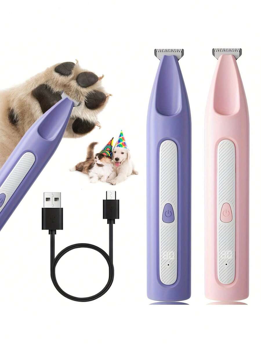 1 pieza Recortadora de pelo para mascotas recargable inalámbrica, adecuada para el aseo de perros pequeños, afeitadora eléctrica de bajo ruido con indicador de encendido LED, diseñada para patas, ojos, orejas, cara y cola, aplicable para diversas mascotas domésticas pequeñas