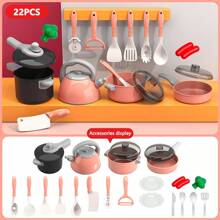 儿童厨房玩具套装，适合男孩和女孩，包含烹饪、翻炒、切菜等厨房用具，以及音乐仿真餐具。