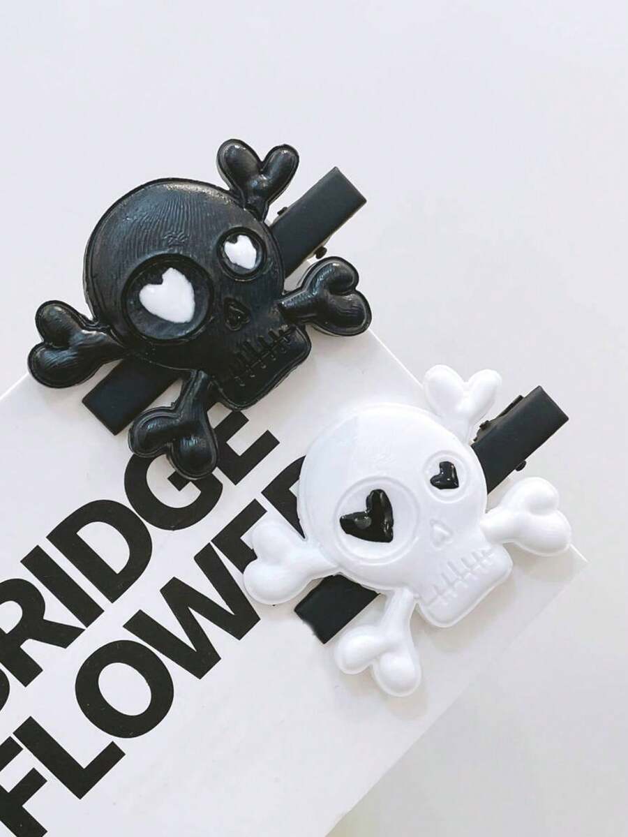 2个/1个哥特风侧夹，骷髅头发夹，女士发饰，刘海夹，复古节日派对发饰，万圣节配饰，爪夹，发夹，发卡 - 彩色 - 查看 1