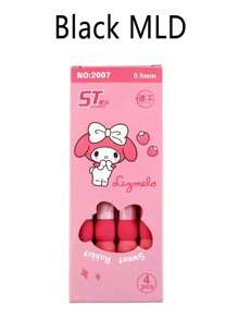 Sanrio 4 支装圆珠笔动漫    卡通舒适软握凝胶笔创意学生文具礼物返校学习用品（部分零件可能随机）