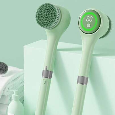 GENAI Máy tẩy tế bào chết điện có đầu thay thế, tay cầm dài, động cơ mạnh mẽ và lông mềm, bàn chải làm sạch sâu và tẩy tế bào chết cho mọi loại da