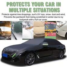 Capa de Carro Metade Cobertura Automotiva para Todas as Estações, Proteção Solar, Proteção contra Neve, Tecido Oxford (Adequado para Sedãs)