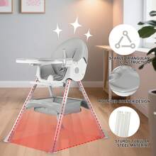 Baby High Chair 3 In 1 Highchair Adjustable Height 3 Positions Rocking Seat Convertible High-Chair Portable RockingChair Foldable Baby Dining Chair With Removable Tray Grey - Grey - View 6