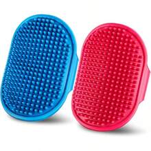 Dog Grooming Brush,Pet Shampoo Massage Bath Brush Comb With Adjustable Loop Handle For Grooming Short And Long Hair Cats And Dogs, 2pcs(Tapered Brush Head, Blue+Green) - 藍色+紅色 - 查看 9