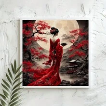 1PC Frameless 40x40cm/15.7x15.7ln Printed Cross Stitch Kit, 11/14CT. Elegant Ladies Design. For Beginners. Includes Canvas, Needles, Threads, Guide. Wall Art For Home/Office. Great Gift. Relaxing DIY Craft. - Multicolor - View 4