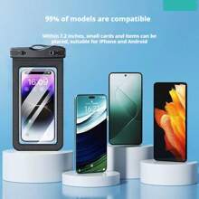 Große Kapazität Berührbare Universelle Wasserdichte Handyhülle, Wasserdichte Handytasche mit Lanyard geeignet für Handys bis zu 7,2 Zoll, Essentiell für Schwimmen und Tauchen im Sommer