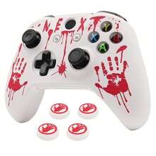Blood Handprint Controller Skin Cover Compatible With Xbox One Controller, RALAN 1 Controller Protector Case+4 Customised Thumb Grips Caps - Multicolor - View 4