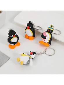 4pcs Cartoon 3D Penguin Style Keychain Set, Suitable For Back To School, Party, Holiday Small Car Accessories Bag Charm Letter Cute Goth Y2k Christmas Gift Ideas - Multicolor - View 8