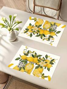 1 pièce/4 pièces/6 pièces/48 pièces Sets de table style nordique à motif citron, résistants à la chaleur, dessous de plats pour tasses à café et bols, lavables, fournitures de décoration pour fête, cottage, hôtel et maison