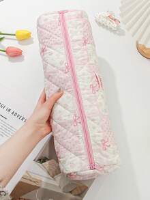 1 Peça de Bolsa de Armazenamento de Secador de Cabelo com Padrão Floral e Laço, Bolsa de Armazenamento de Modelador de Cabelo, Bolsa de Armazenamento de Secador de Cabelo Portátil para Viagem, Bolsa Cosmética Multifuncional Portátil para Viagem, Bolsa de Viagem para Armazenamento de Artigos de Toalete, Capa Protetora à Prova de Poeira que Pode Armazenar Secadores de Cabelo, Ferros de Ondular, Chapinhas, Grampos de Cabelo, Pentes, Necessidades de Cruzeiro e Férias, Presentes de Dama de Honra de Casamento, Presentes de Feriado