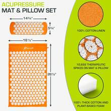 Juego de tapete y almohada de acupresión ProsourceFit para alivio dolor de espalda/cuello y relajación muscular - Grande - Negro/Negro - Ver 4