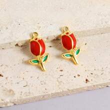 1pc/2pcs Luxury Delicate 304 Stainless Steel Electroplated Pendant Charms, Suitable For DIY Jewelry, Jewelry Making, Crafts - Ocean Life, Cherry, Flower Designs - Color - View 25