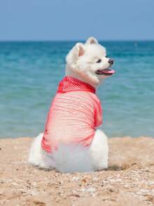 寵物防曬背心，透氣薄款狗貓T恤 - 玫紅色 - 查看 9