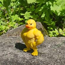 1pc Yellow Fitness Duck Decor - Funny Muscle Duck Statue, Humorous Office Accessory, Fitness Theme Decoration, Funny Gift For Men, Strength Training Relaxation Item - Multicolor - View 2