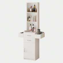 Salon Station For Hair Stylist, Salon Station With Barber Cabinet, Hair Stations Equipment Hair Dryer Holder, Drawers, Storage Cabinet For Hair Styling, White/ Black/ Pink - trắng - Xem 8