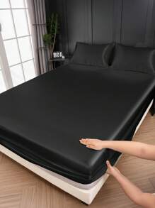 2/3 件套奢华缎面床笠套装、床上用品、丝滑触感床垫保护套（无填充物）、适用于卧室的亲肤舒适床笠、纯色缎面床笠套装、凉爽透气的床上用品、柔软丝滑的极简主义风格床单、适用于大号双人床、特大号双人床、全尺寸、可机洗、1 件床垫套和 1/2 件枕套、完美的节日礼物、秋季装饰、房间装饰、返校、学校用品