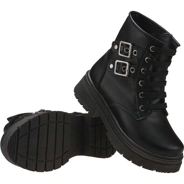 Bota Coturno Feminino Stilo Rosê Cano Baixo Confortável-2550