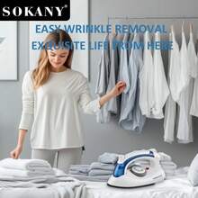 Plancha de vapor de viaje SOKANY 6047, quitarruga de ropa, 700W de alta potencia, calentamiento rápido, control de temperatura múltiple, pantalla LED para ajuste fácil. Suela de cerámica, fácil de planchar cuellos, botones y otras áreas pequeñas. Adecuado para viajes y personas de negocios como un útil compañero del hogar.