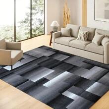 1pc Luxurious Crystal Velvet Area Rug - 800gsm, Backing, Machine Washable - Perfect For Christmas Decor, Nordic Geometric Design In Black & Gray - Ideal For Living Room, Bedroom, Kitchen, And More