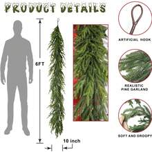 1 paquet Couronne de pin de Norfolk artificielle de Noël, couronne de pin d'hiver au toucher réel, décoration de couronne de cheminée, couronne verte artificielle polyvalente, couronne de cèdre réaliste souple et pliable, utilisée pour les tables, les manteaux, les murs, les décorations de Noël intérieures et extérieures