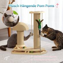 1件装木制互动猫玩具，自然风格四合一设计（含木球和旋转轨道），互动益智，适合猫咪居家玩耍 - 彩色 - 查看 8