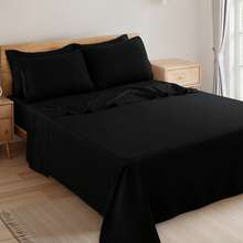 LUX DECOR 6-Piece Embroidered Bed Sheet Set – Brushed Microfiber, Deep Pocket, Lightweight & Breathable – Graduation Gifts, Home Decor, Sleep Protection For Dorms, Student Beds, Back‑To‑School Gift, Soft Bed Linens, Comfortable Sleep, Luxury Bed Set, Valentine's Day Bedroom, Spring Bedding Refresh, Guest Room Essentials, Dorm Room Bedding, Premium Bed Linens, Easy Care Sheets, Hypoallergenic Fabric, Year-Round Comfort, Master Bedroom Update, Matching Bedding Set, Hotel Quality Linens - 黑色 - 查看 9