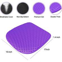 Quality Assurance Large Gel Cushion Long Sitting With Non-Slip Cover, Soft & Breathable, Cushion Chair, Car, Office, Desk Chair, Wheelchair (17 X 15) 0WOI - 18" x 17" - Xem 2