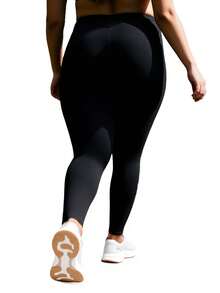 Plus Size Women's Black Leggings, Casual & Fashionable For Outdoor Sports, Fitness, Soft & Stretchy For Home, Yoga, Vacation, Shopping, Running, 7/8 Length Pants, Suitable For Holidays, Parties Spring - Black - View 5