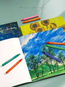 Square Oil Painting Sketch Book,Thick Blank Pages Sketch Book Art Drawing Book Graffiti Color Pencil Drawing Book Can Be Used For Sketching, Calculation Draft Book, Graffiti Notes, Etc,200 Pages Thick Watercolor Sketchbook, Van Gogh'S Inspiration Oil Painting, Blank Painting Diary,Portable Travel Sketchbook - one-size - View 7