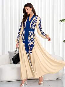 女士优雅碎花收腰连衣裙（随机印花）