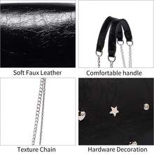 Túi đeo vai nữ thanh lịch 14 đinh tán với nhiều chi tiết phong cách Châu Âu, chất liệu PU màu đen, dây đeo chéo hai lớp, túi vuông nhỏ thời trang, phù hợp cho sử dụng hàng ngày, hẹn hò, mua sắm, tiệc tối và nhiều dịp khác nhau. Cũng là một lựa chọn quà tặng tuyệt vời cho các ngày lễ. - màu đen - Xem 2