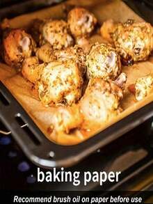 50 /100Pcs Parchment Paper Baking Sheets,Precut Non-Stick Parchment Sheets For Baking, Cooking, Grilling, Air Fryer And Steaming Fit For Most Sheet Pans - Khaki - View 6