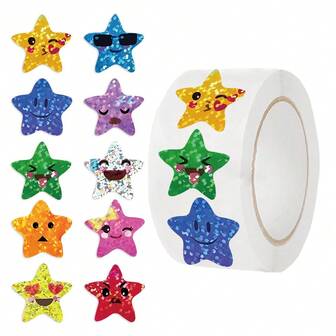 1pc 500pcs/Roll Decorative Star Stickers, Versatile Adhesive Tape For Scrapbooking, Envelopes, Packaging, Random Assortment