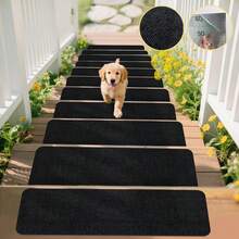 4/8/15pcs Outdoor Non-Slip Stair Treads, 22x70cm - Self-Adhesive Stair Pads For Wooden, Deck & Glass Stairs | Anti-Slip Stair Mats For Elderly Steps | Outdoor Stair Tread Covers (Solid/Striped, Machine Washable) 8/15-Piece Anti-Slip Stair Treads - Multicolor - View 2