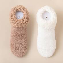 2双冬季保暖袜，秋冬加厚保暖家居袜，简约居家睡眠袜 - 彩色 - 查看 14
