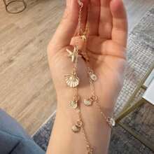 1pc Metal Pearl Scallop Starfish Eyeglasses Chain, Suitable For Women's Travel & Holiday Sunglasses Decorative Chain, Stainless Steel Jewelry - Gold - View 2