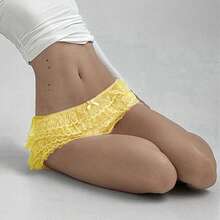 Mini Ruffle Skirt For Women Y2k Lace Skorts Skirts Bloomers Shorts Elastic Waist Tiered Micro Skirts Casual Mini Skirt Low Rise Booty Shorts Going Out Skirts With Lined Shorts - Yellow - View 3